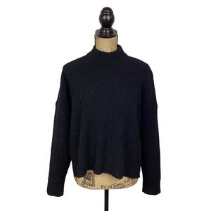 Madewell Donegal Recycled Cashmere Sweater Crew Ribbed Black Speckled